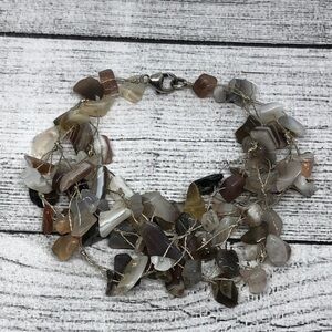Artisan handmade sterling silver clasp gemstone/stone chips bracelet